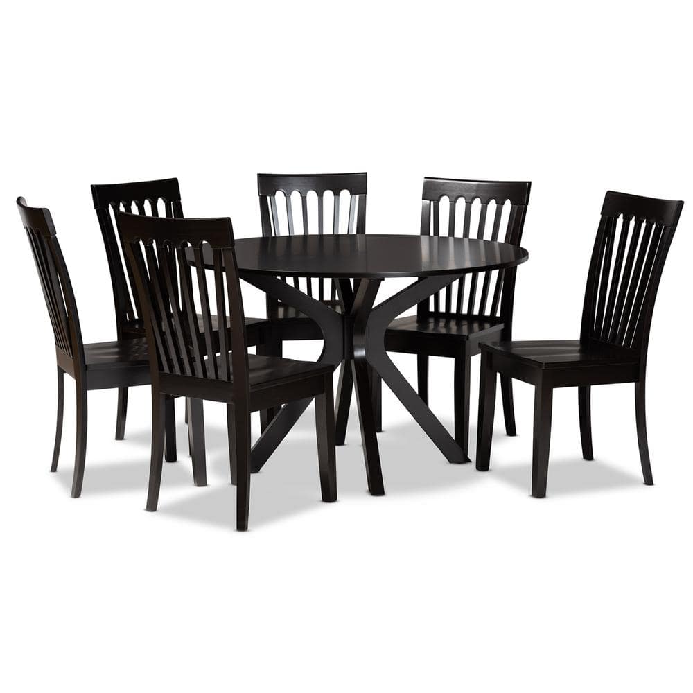 Zora 7-Piece Dark Brown Dining Set price history on PriceWatchPro