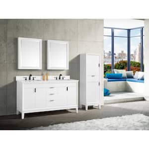 Emma 61 in. W x 22 in. D Bath Vanity in White with Engineered Stone Vanity Top in Cala White with White Basins