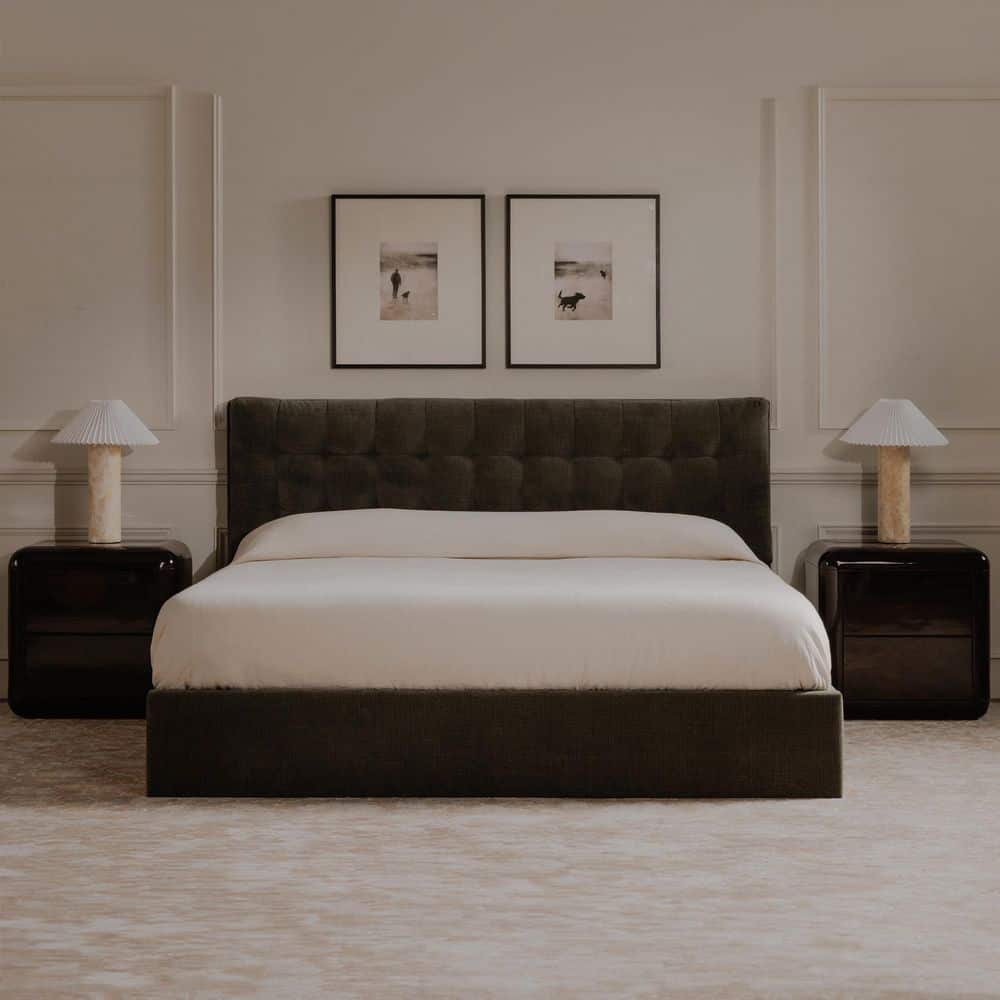 Aloura Green Wood Frame King Platform Bed with Upholstered Tufted Headboard and Hydraulic Lift Storage price history on PriceWatchPro