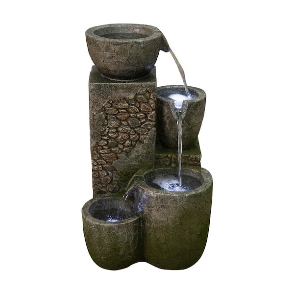 HI-LINE GIFT LTD. 22 in. Rock Fountain with 3 Cool White LEDS