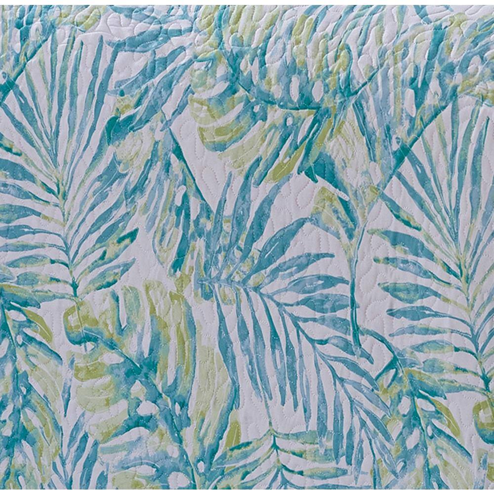 Tropical Blue Microfiber Full/Queen Reversible Quilt Set