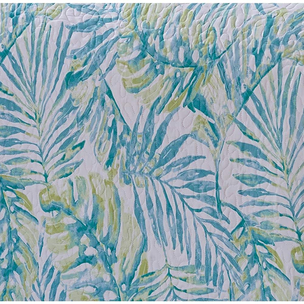 Tropical Blue Microfiber Reversible Twin Quilt Set