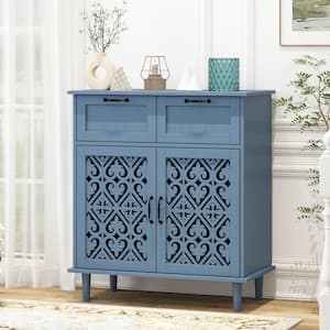 Blue MDF 31.5 in. W Sideboard with 2 Drawers and 2 Doors