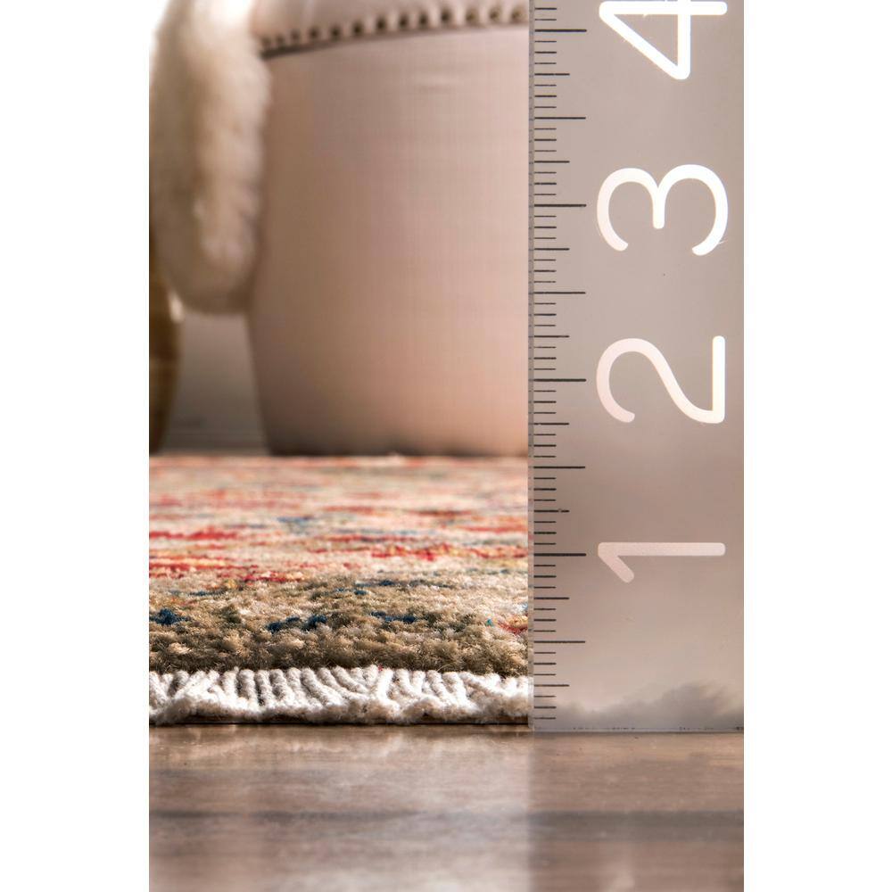 Olive Rectangular Synthetic Fringe Area Rug