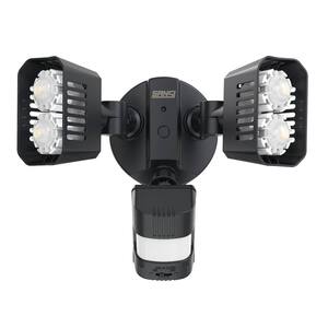 18-Watt 1800 Lumens 180° Black Motion Sensor Outdoor Integrated LED 5000K Waterproof Dusk to Dawn Flood Light
