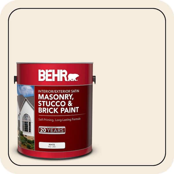 5 gal. #PPU5-10 Heavy Cream Satin Interior/Exterior Masonry, Stucco and Brick Paint