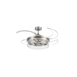 Brisbane 48 in. Indoor Brushed Chrome Retractable Ceiling Fan with Light and Remote Included