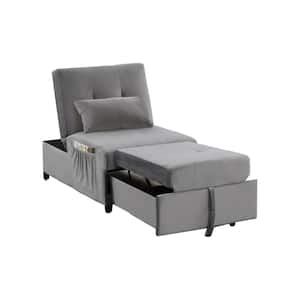 Barons Gray Velvet Adjustable Chaise Lounge with Pillow