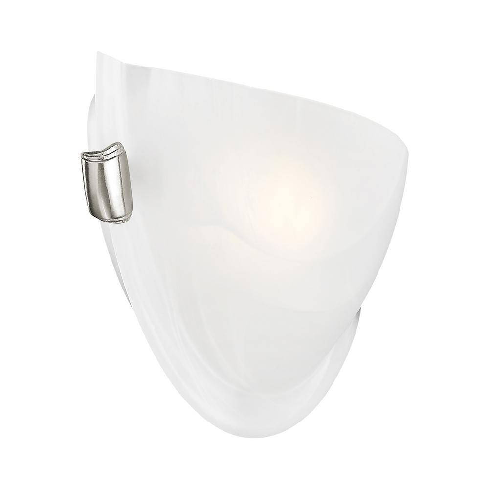 12.25" Brushed Nickel and White Wall Sconce Light