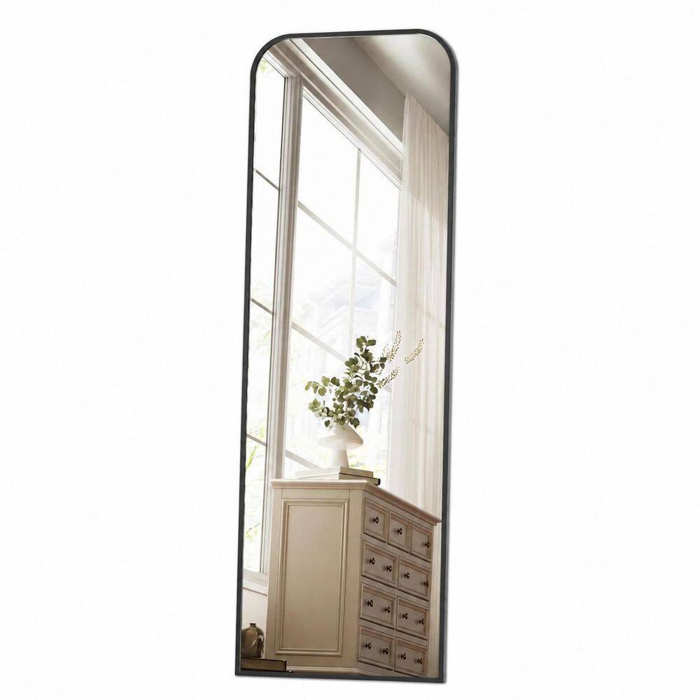 56 in. H x 21 in. W Arched Full Length Floor Mirror in Black with Aluminum Frame and Stand for Living Room price history on PriceWatchPro