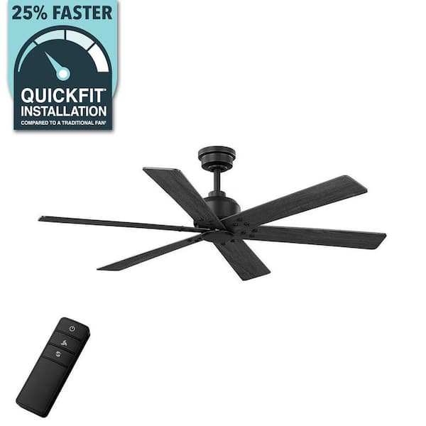 Cortaine 54 in. Indoor/Outdoor Matte Black Ceiling Fan with DC Motor and Remote Control Included