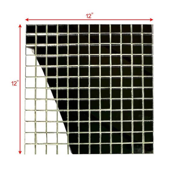 ABOLOS Reflections Silver 12 in. X 12 in. Square Mosaic Glass Mirror Peel And Stick Wall Backsplash Tile (11 sq.ft./Case)