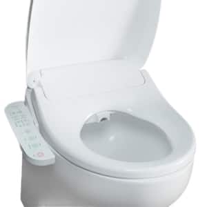 YBS Elongated Toilet Electric Bidet Seat with Heated Water and Dryer, Side Remote Adjustable in White