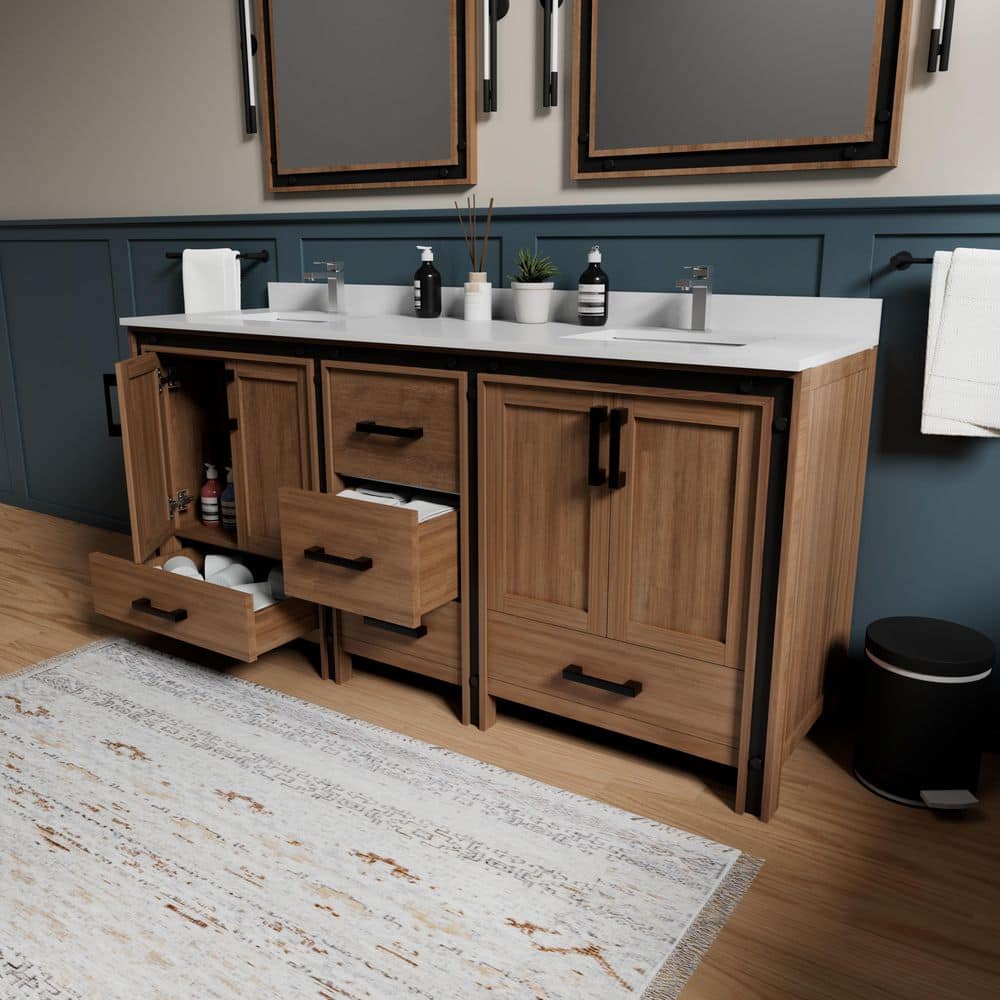 Rustic Barnwood 72" Double Vanity with Cultured Marble Top