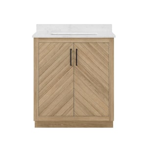Huckleberry 30 in. W x 19 in. D x 34.5 in. H Bath Vanity in Weathered Tan with White Cultured Marble Top