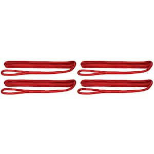 BoatTector 3/8 in. x 6 ft. Red Premium Double Braid Nylon Fender Line Value (4-Pack)
