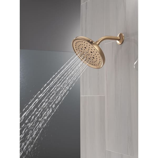 Gold H2Okinetic Raincan 6-Spray Patterns 8 in. Wall Mount Fixed Shower Head in Lumicoat Champagne Bronze