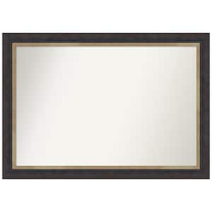 Hammered Charcoal Tan 40.75 in. x 28.75 in. Non-Beveled Casual Rectangle Wood Framed Bathroom Wall Mirror in Black