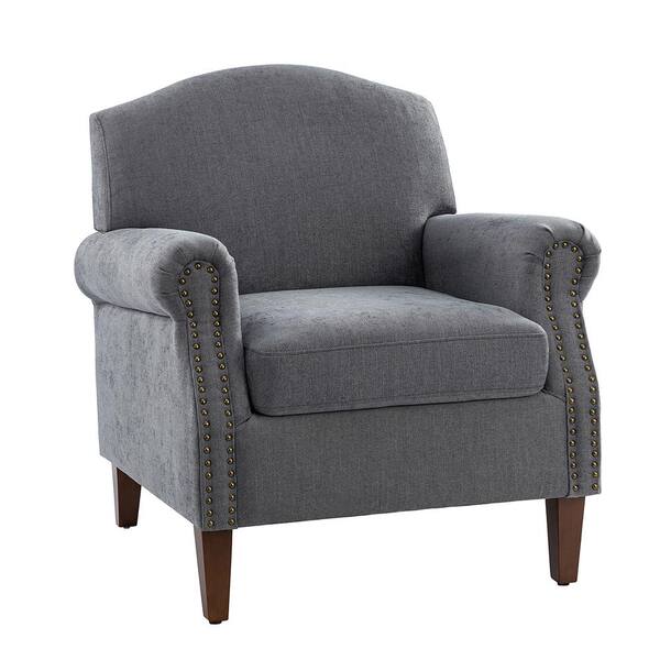 JAYDEN CREATION Gianluigi Grey Armchair with Nailhead Trims
