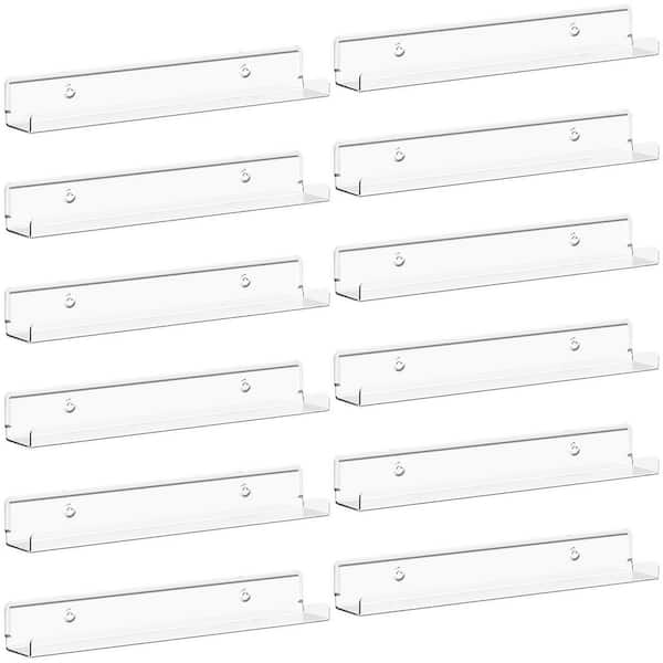 12 in. W x 1.7 in. D Clear Acrylic Floating Shelves for Vinyl Record, 12-Pack Decorative Wall Shelf