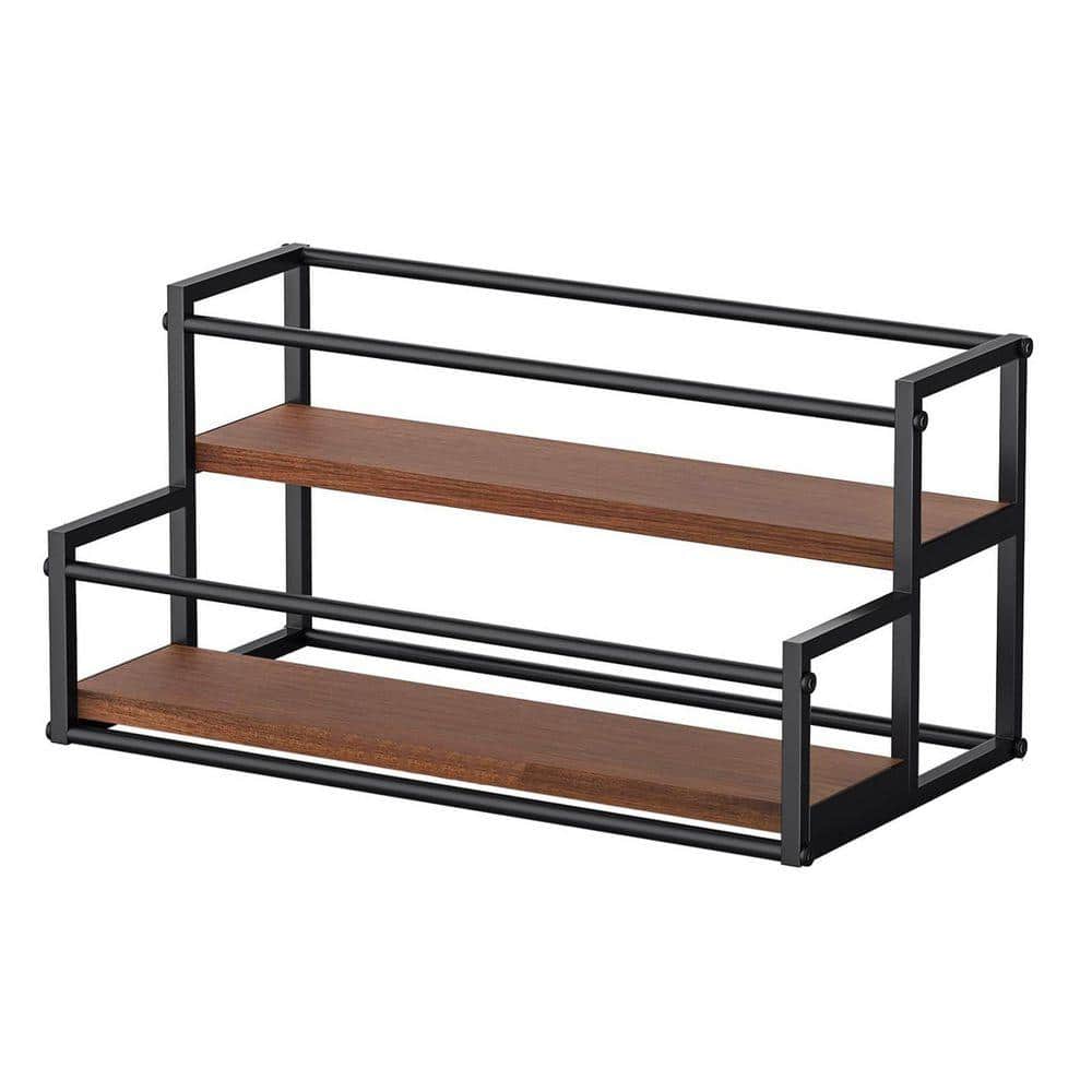 JFVKAF 2-Tier 10 Bottles Matte Black Metal Coffee Syrup Rack Organizer ...