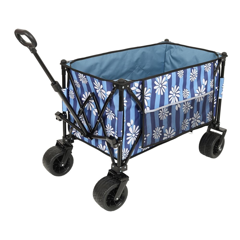7 cu. ft. Heavy Duty Strap Collapsible Foldable Wagon Cart Steel Garden Car