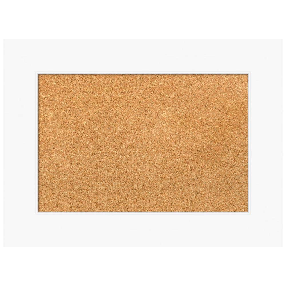 Cabinet White Framed Natural Cork Bulletin Board