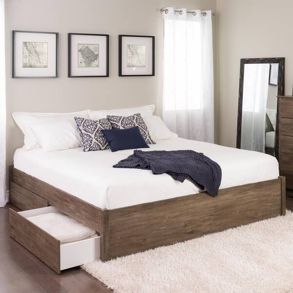 Prepac Select Drifted Gray King 4 Post, Four Post King Bed Frame