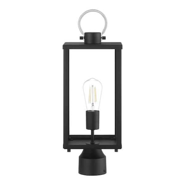 Hampton Bay Rimgate 1-Light Matte Black Metal Hardwired Outdoor Weather Resistant Post Light with No Bulb Included