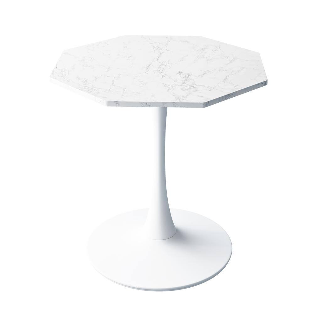 31.50 in. White Modern Octagonal Outdoor Coffee Table with Marble Table Top Metal Base price history on PriceWatchPro