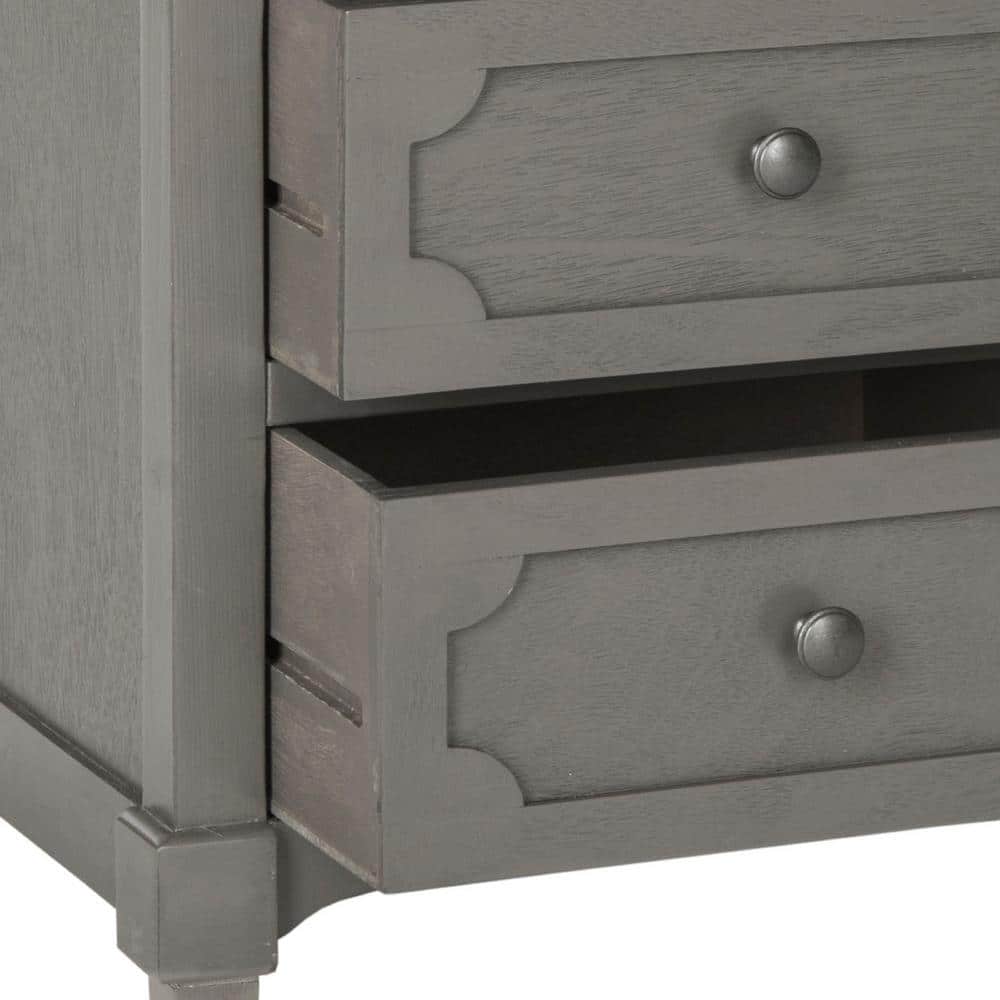 Gray Pine Wood Three Drawer Chest