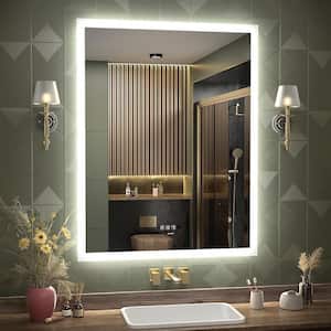 36 in. W x 28 in. H Large Rectangular Frameless Anti-Fog Sensor Wall Mount Bathroom Vanity Mirror in Silver