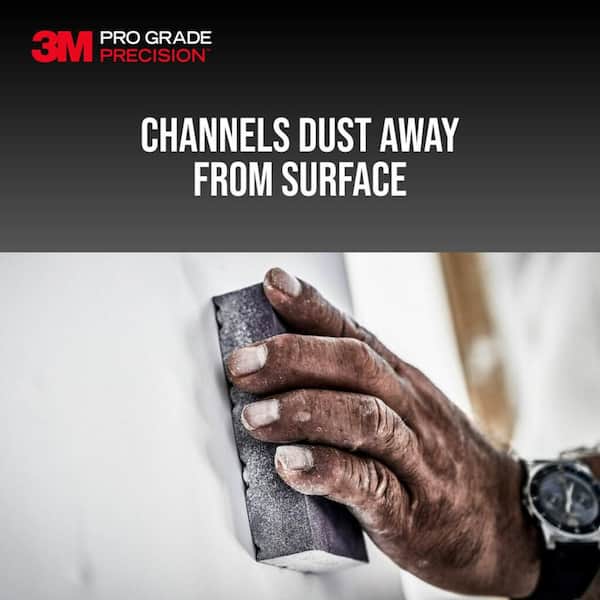 3M Pro Grade Precision 4-1/2 in. x 2-1/2 in. x 1 in. 120-Grit Fine Dust Channeling Sanding Sponge (Case of 12)