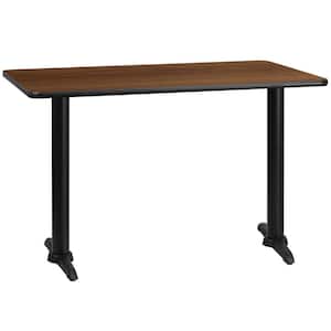30 in. x 48 in. Rectangular Walnut Laminate Table Top with 5 in. x 22 in. Table Height Bases