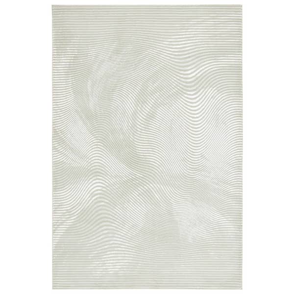 Revive 9 ft. x 12 ft. Sage/Ivory Solid Abstract Swirl Area Rug