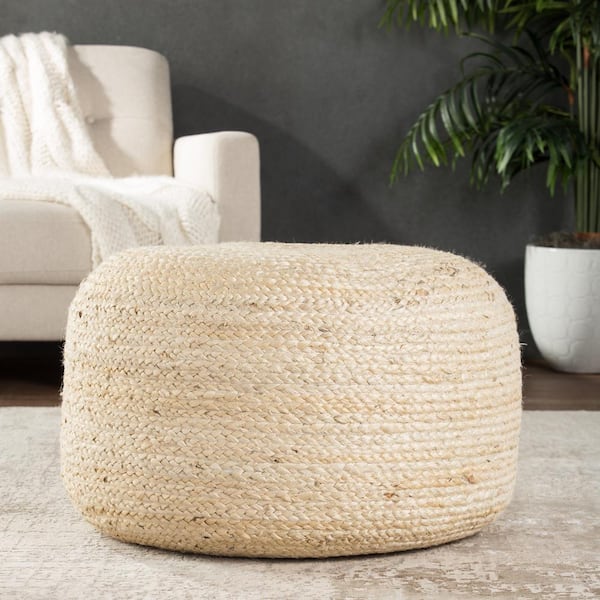 Koa Solid White Cylinder Pouf