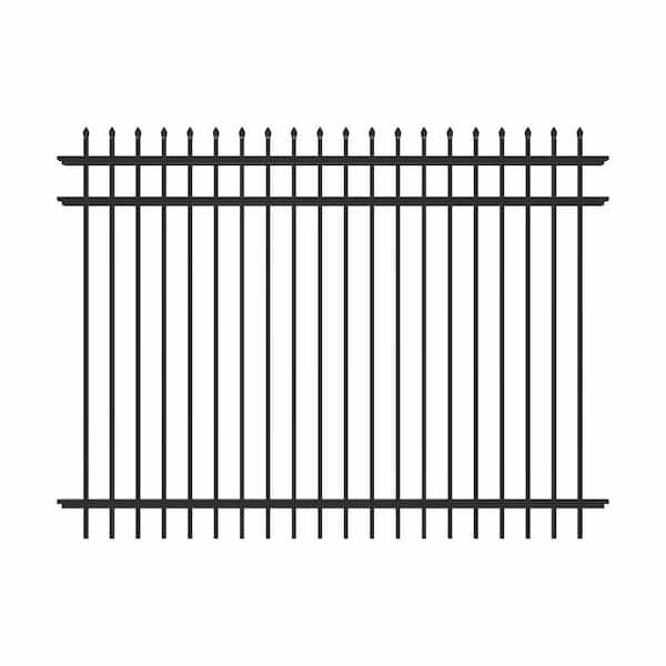 Cascade 6 ft. x 8 ft. Black Aluminum Heavy-Duty Fence Panel