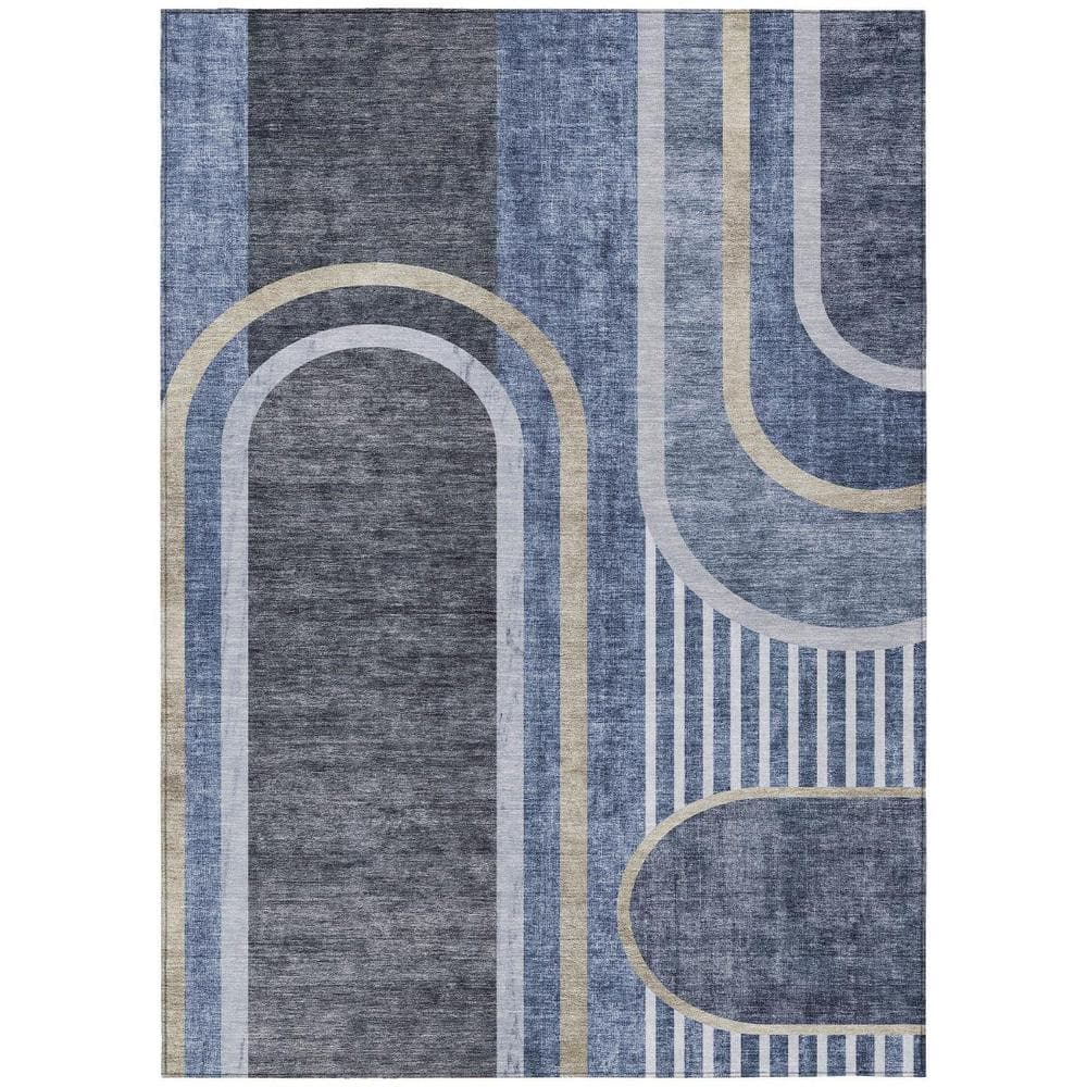 Blue and Black 3 ft. x 5 ft. Woven Abstract Polyester Rectangle Indoor/Outdoor Area Rug price history on PriceWatchPro