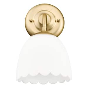 Dorinda 1-Light Wall Sconce in Brushed Champagne Bronze with Opal Glass