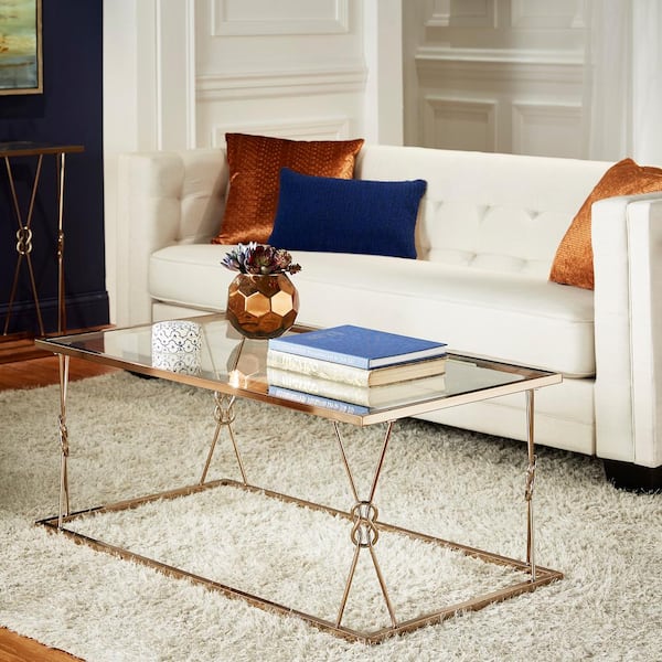 HomeSullivan Champagne Gold Finish With Reef Knot Frame And Glass Top Tables