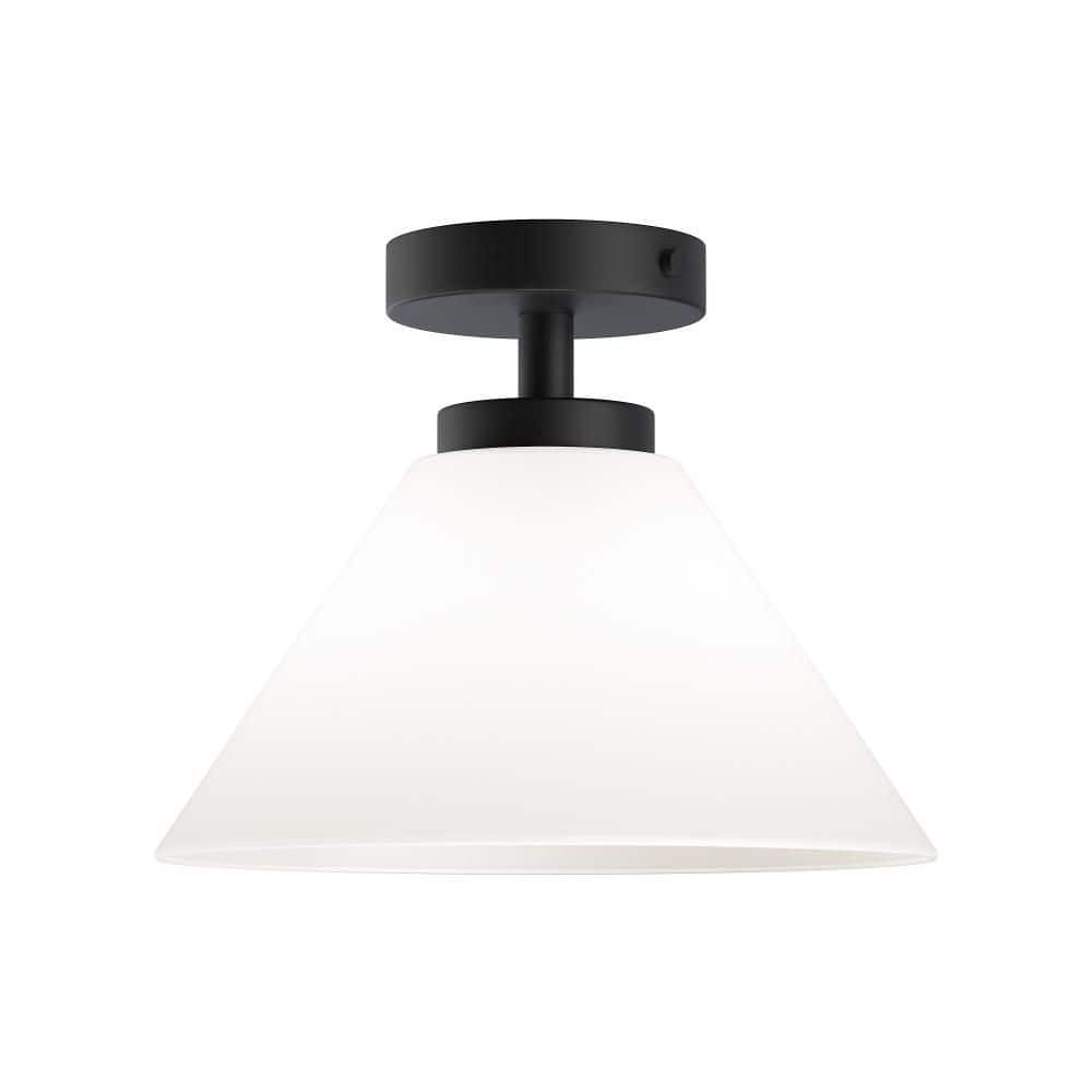 Wynridge 12 in. Plug and Play 1-Light Matte Black Semi Flush Mount with SkyPlug price history on PriceWatchPro