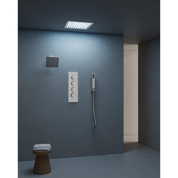 Cranach Thermostatic Valve 7 Spray Led 12 And 6 In Square Ceiling