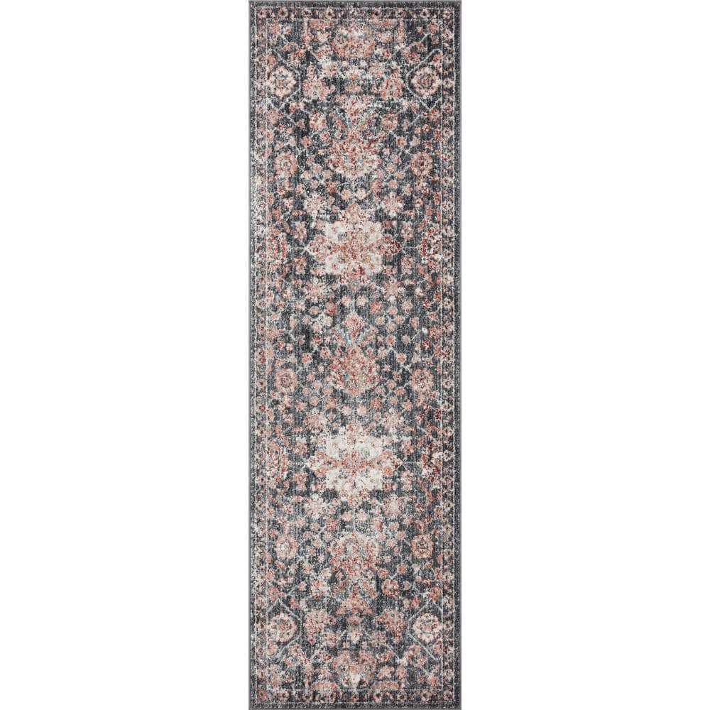 Cassandra Charcoal & Rust Vintage-Inspired Area Rug 5'3" x 7'9"