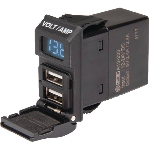 MARINCO 4.8A Dual USB Charger, Contura With volt-amp meter