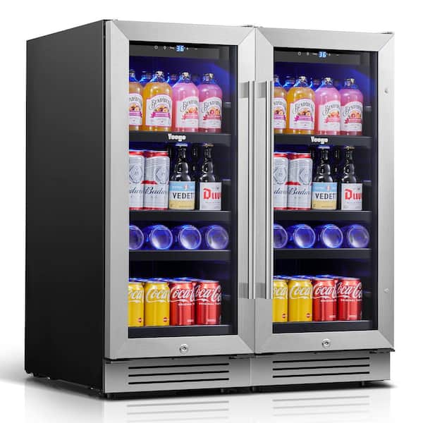 Yeego 30 in. Dual Zone 160 Cans Beverage Cooler in Black Side-by-Side Built-in or Freestanding, Frost-Free with Safety Lock