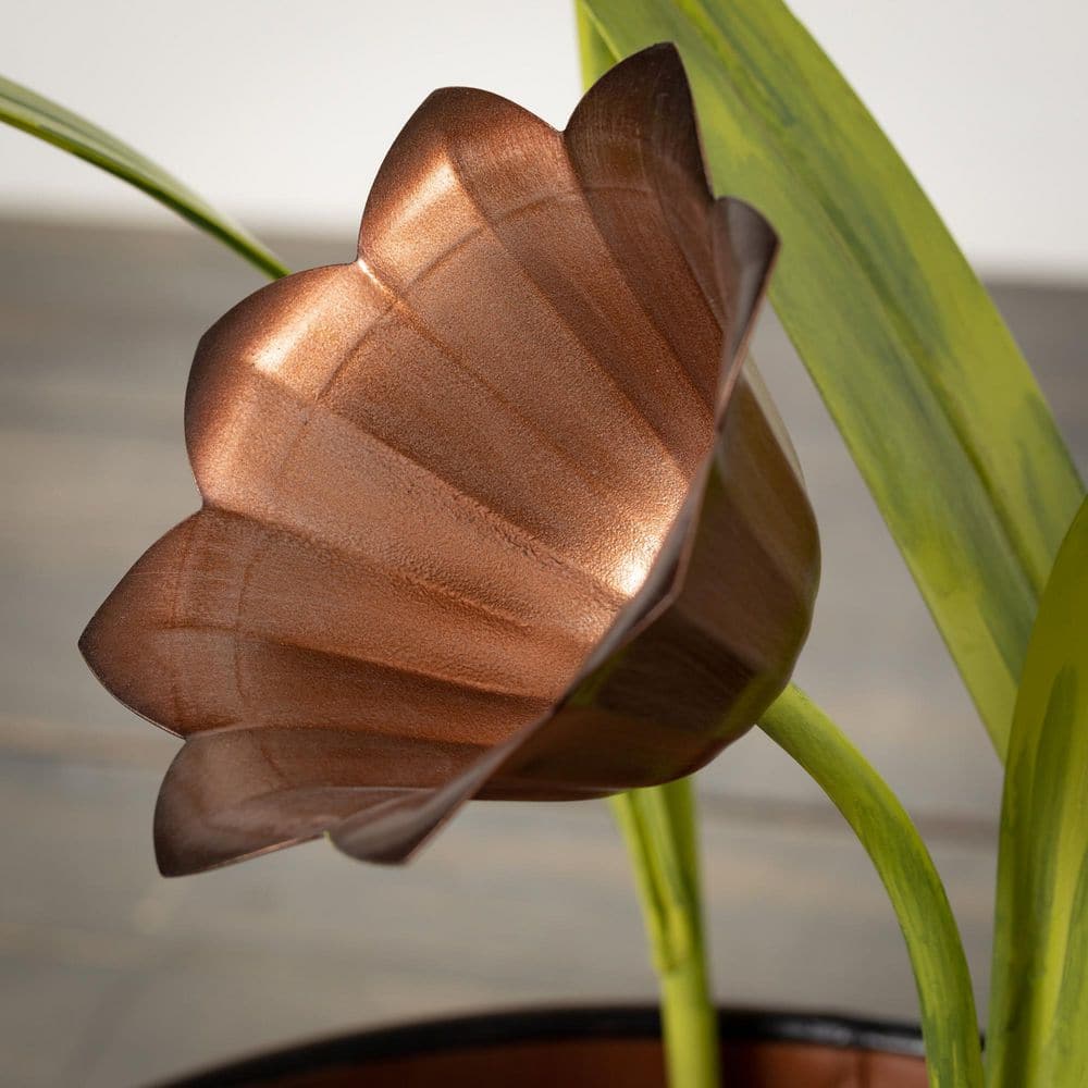 30" Copper and Green Metal Tulip Fountain