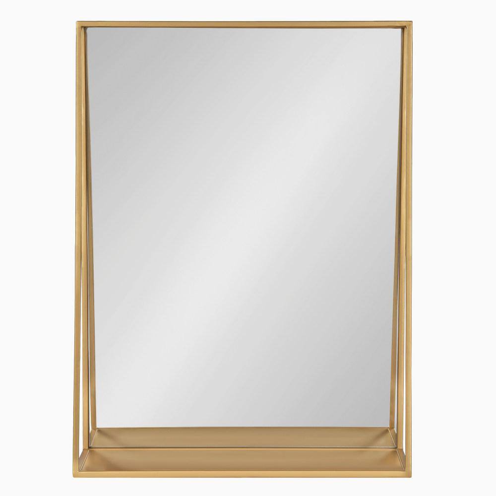 Lintz 24" Glam Gold Rectangular Mirror with Storage Shelf