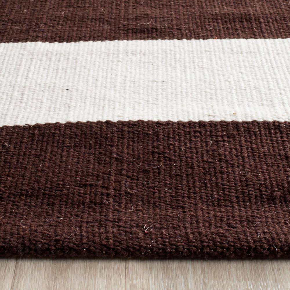 Chocolate and Ivory Handwoven Wool and Cotton Runner Rug
