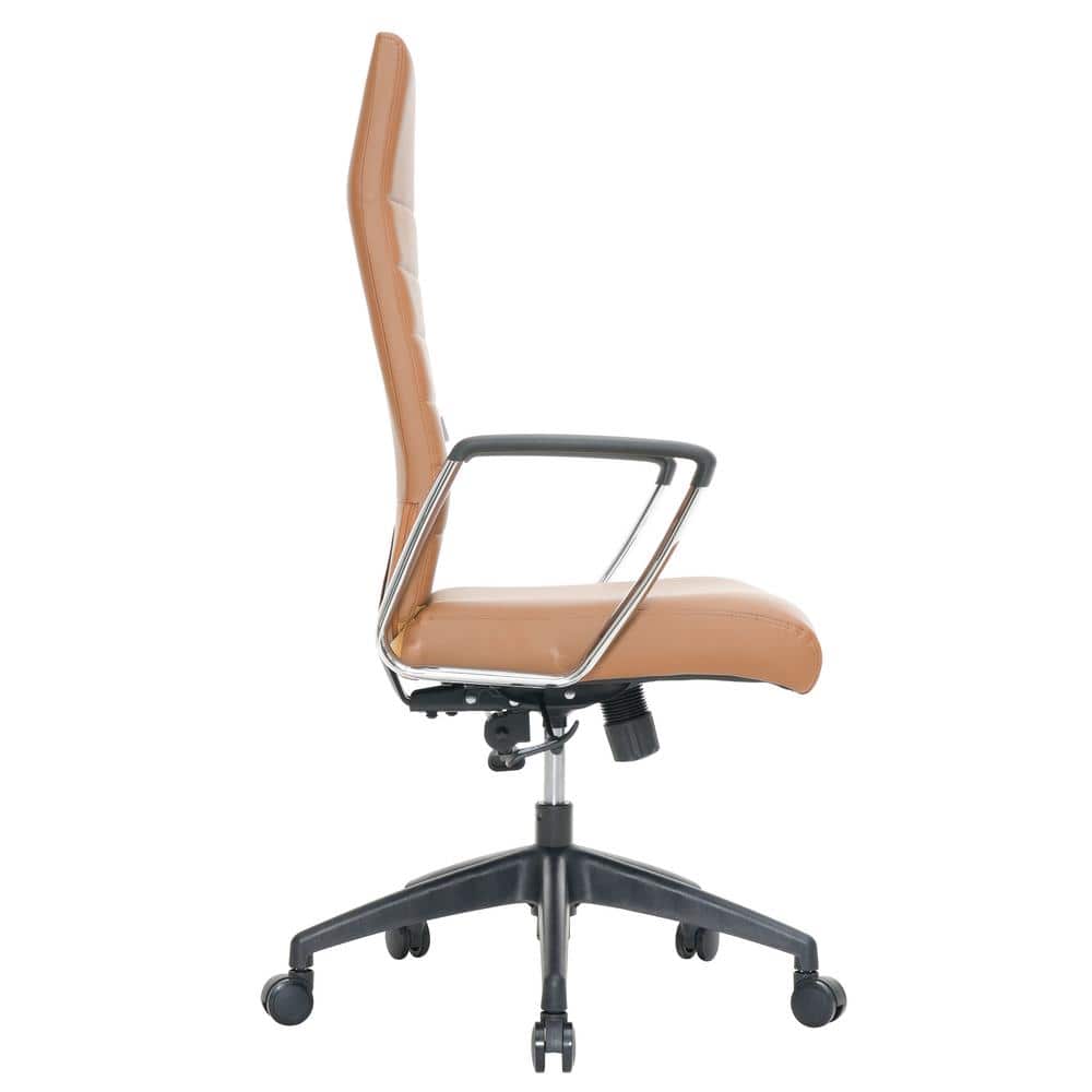 Hilton High-Back Swivel Leather Office Chair in Light Brown