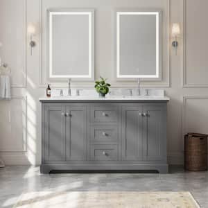 Avery 60 in. W x 22 in. D x 35 in. H Double Bath Vanity in Dark Gray with White Quartz Top